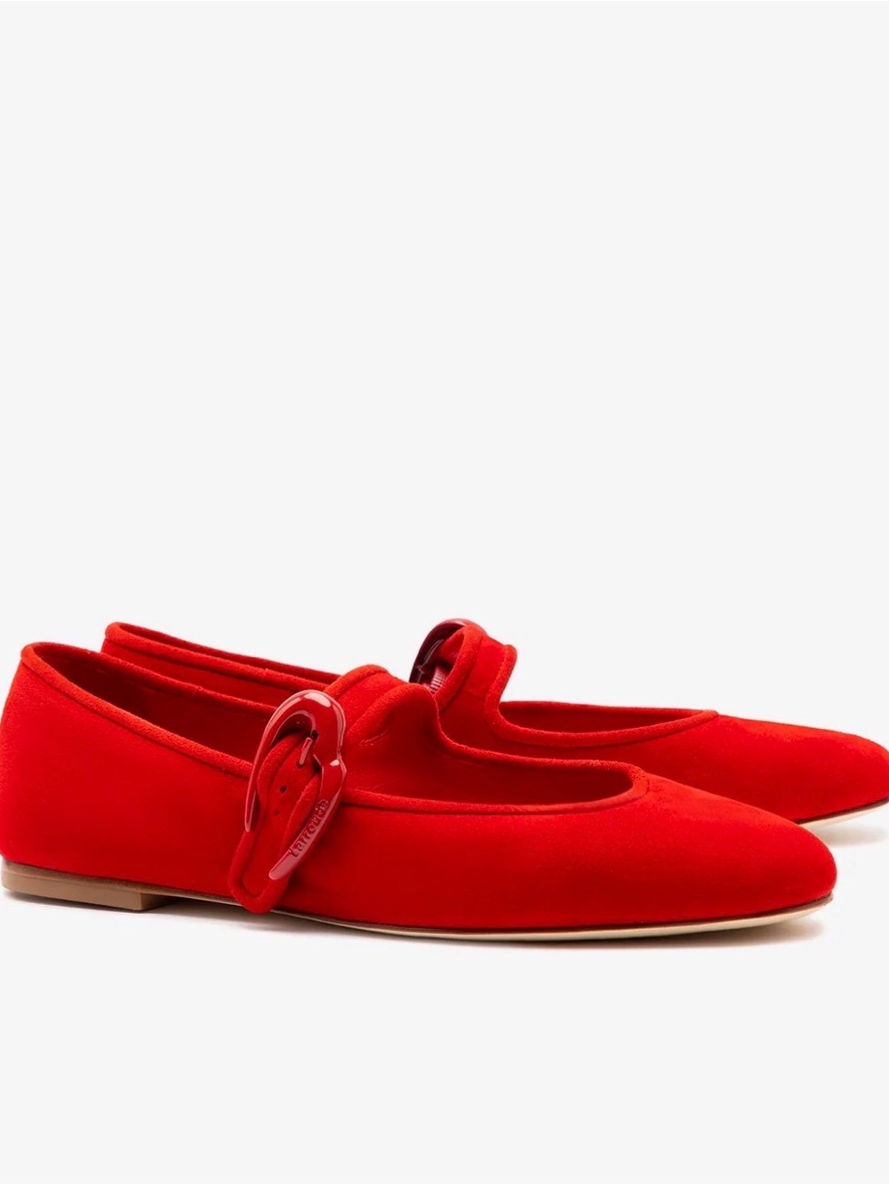 Larroude Verona Ballet Flat in Scarlet Suede